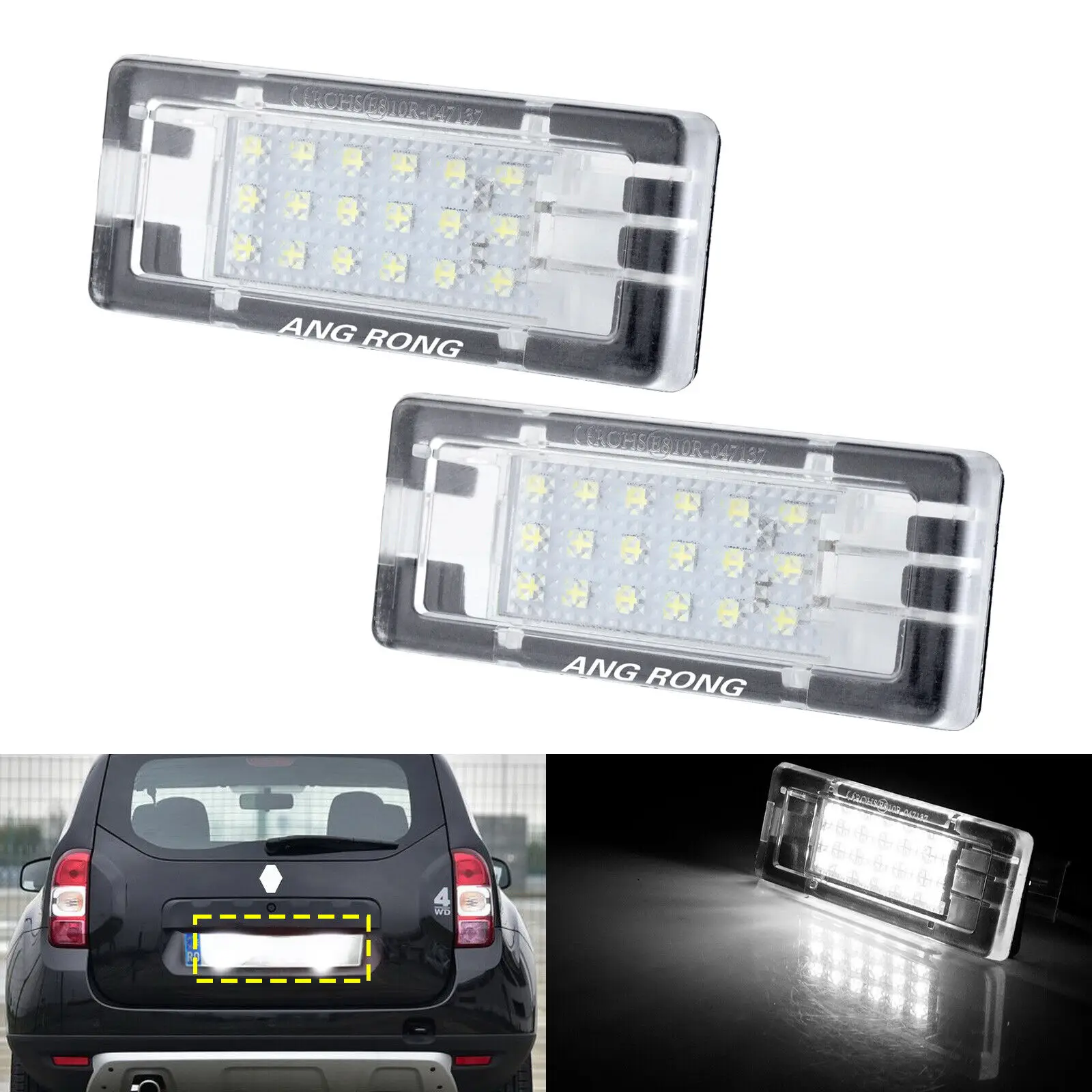 For Renault Espace IV Laguna Scenic Dacia White LED License Number Plate Light