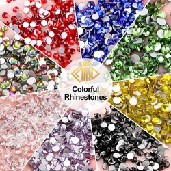 QIAO SS4-SS30 Colorful Rhinestones Flatback Non Hotfix Strass Glitter Crystal Rhinestones for Clothing Decor Nail Art Gem Crafts