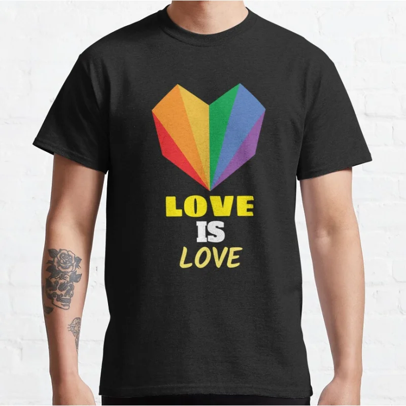 

Love is Love lgbtq pride month gift clothing Short-sleeve crewneck T-shirt for men large size Adult Tops S-6xl