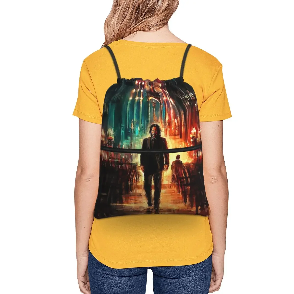 Mochilas de filme John Wick 4, saco de cordão, bolso multifuncional, diversos sacos para viagem, esporte, homem, mulher