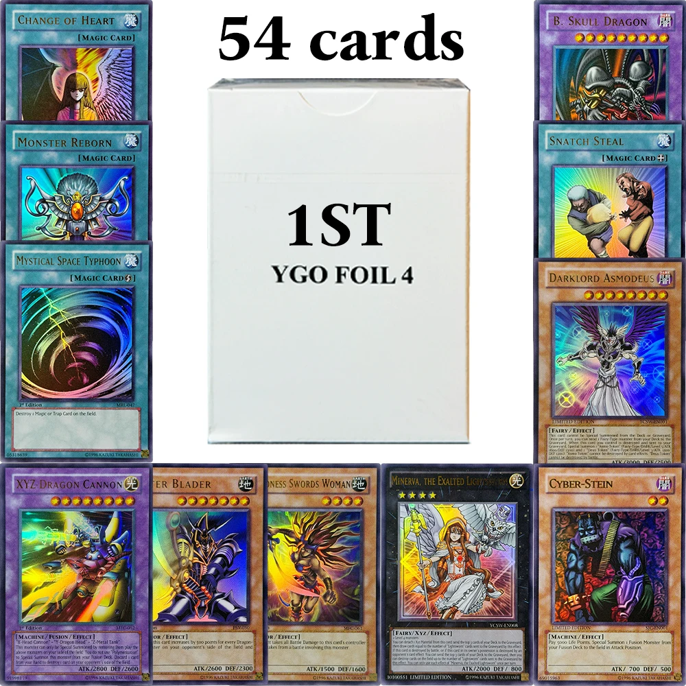 54 Piezas de Yu-Gi-Oh! Tarjetas de juego TCG de primera edición con efecto dorado, raras, CYBER-STEIN MINERVA, THE EXALTED LIGHTSWORN0 Darklord Edeh Arae