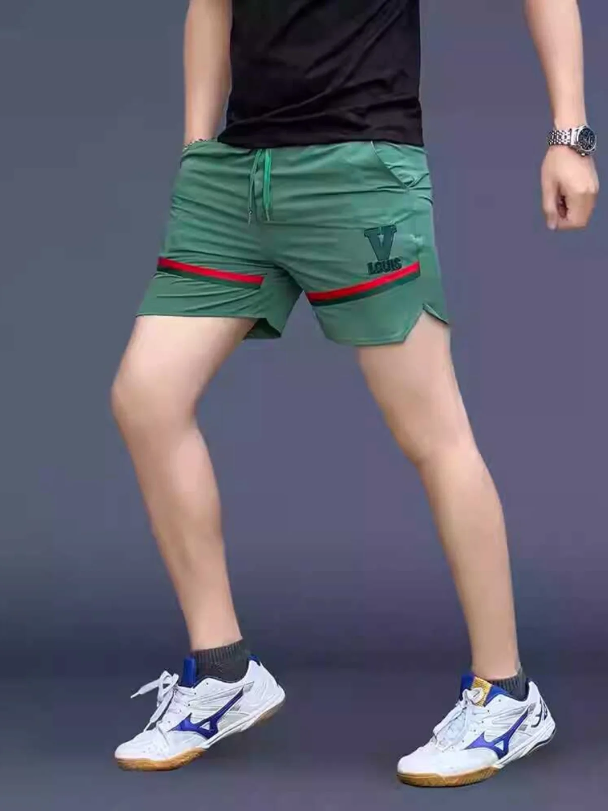 

High Quali American Sle Men's ort Pants Embroidered Tee-quarter Length Slim Fit Qui Dry Thin Summer Casual Trousers