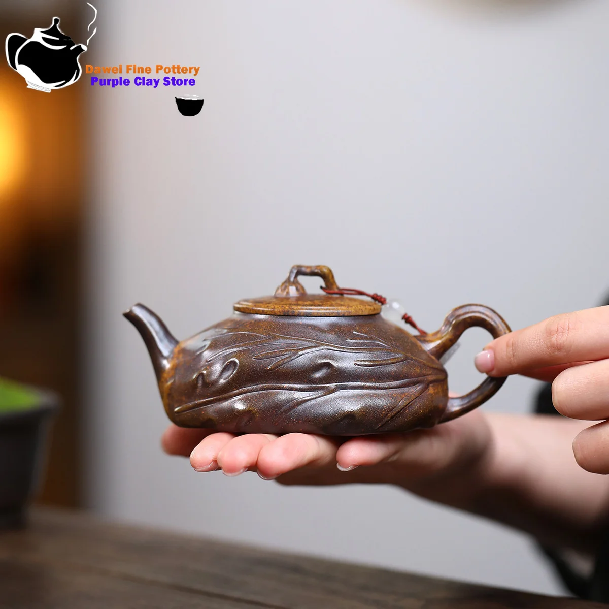 Yixing purple clay teapot, raw ore, dragon bone, gold sand, high-temperature wood burning, one leaf, autumn tea set, teapot