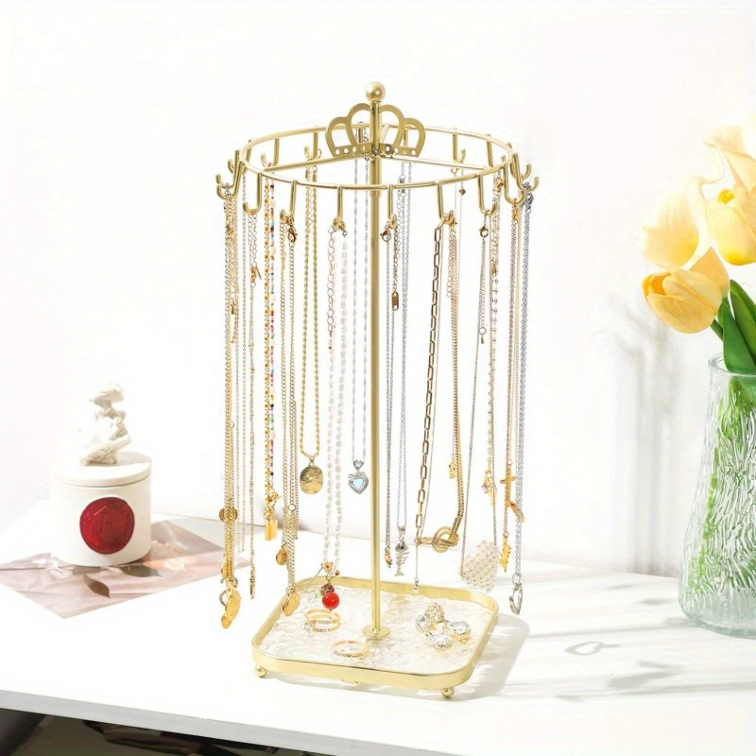 

1pc Crown Detachable Metal Jewelry Rack, Rotating Necklace Jewelry Display Rack, Jewelry Rack