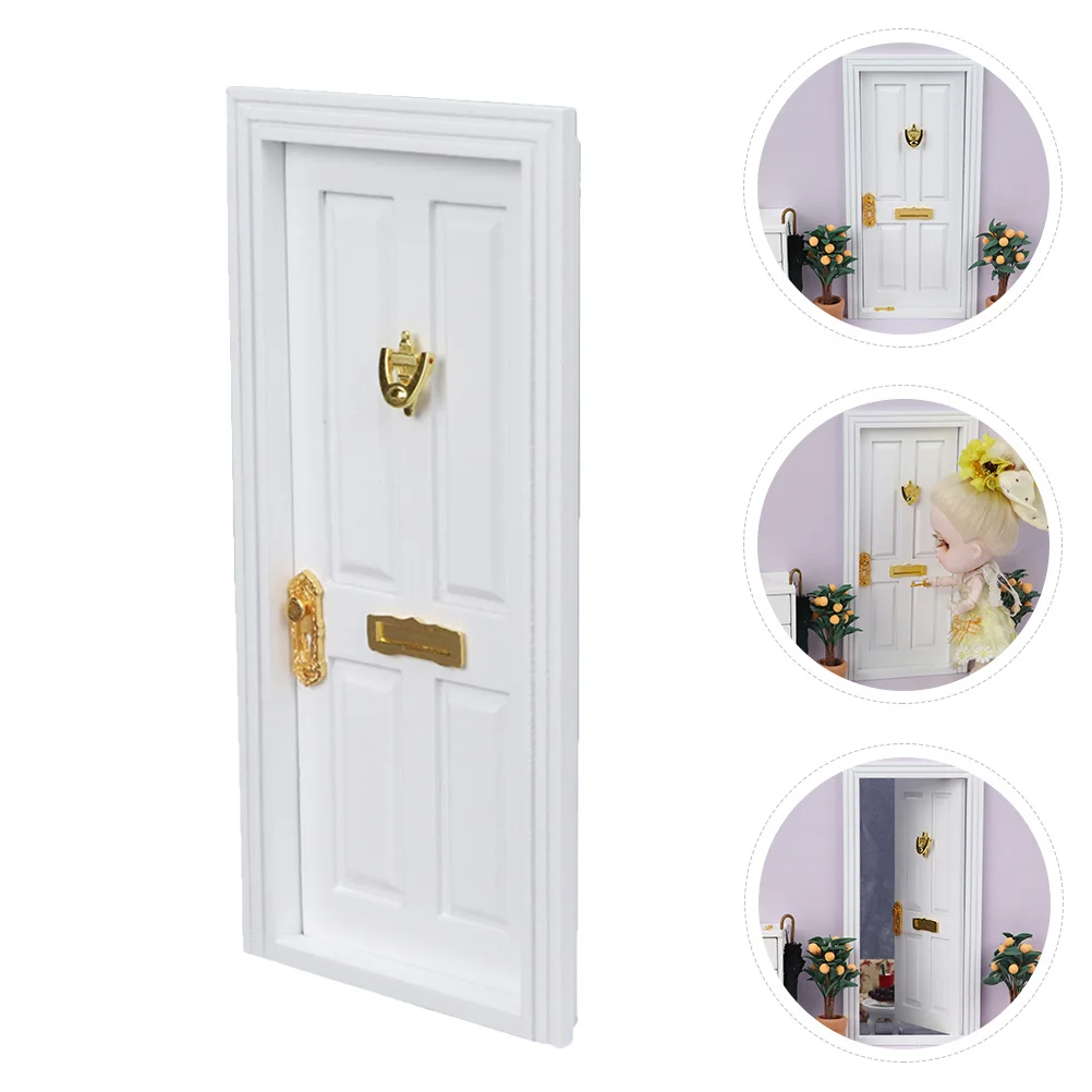 1pc Mini mobili a quattro griglie in legno fai da te per la casa delle bambole Decorazione del giardino delle fate Mini porta della casa Artigianato Decorazione della porta in legno