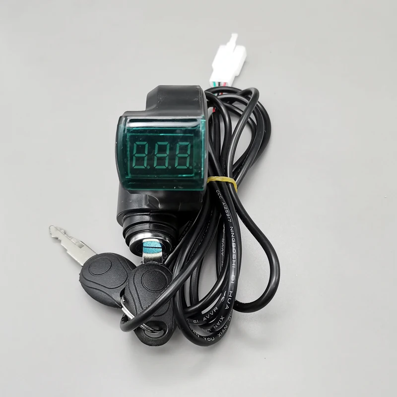 0-99V electric bicycle scooter voltmeter digital voltage display switch power ignition key lock