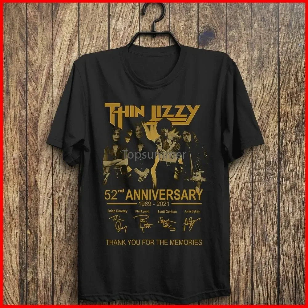 薄いlizzy52周年記念1969 2021署名Tシャツ薄いlizzyrockバンドTシャツ