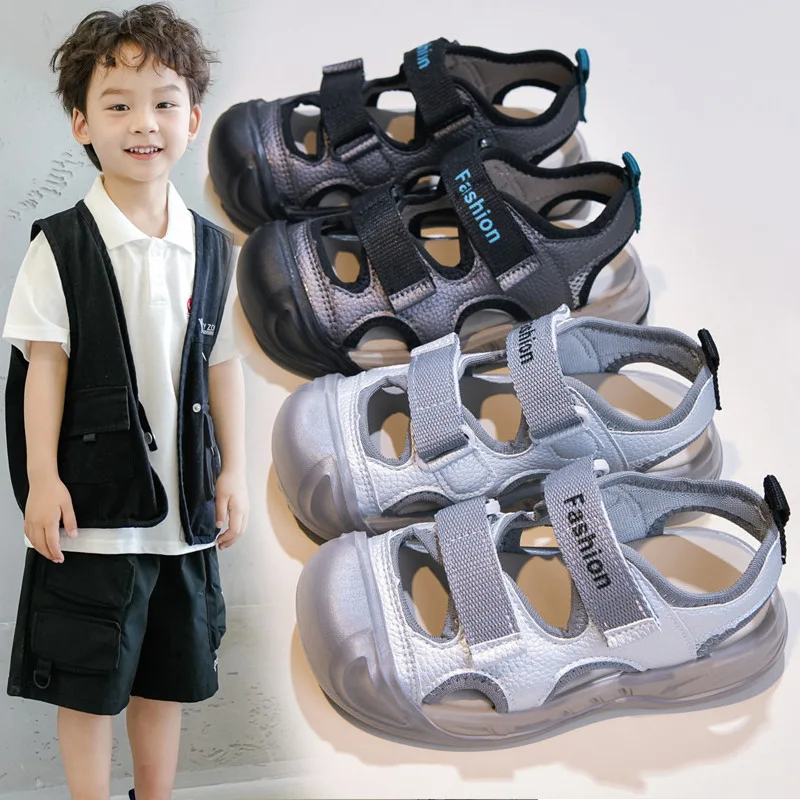 Toddler Closed-Toe Functional Sandals Kids Beach Shoes Breathable Closure  Anti-Collision Toe Non-Slip Rubber Sole Hiking Shoe