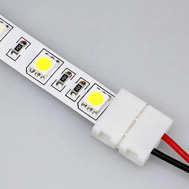 10 sztuk/partia taśmy Led złącza Terminal bez lutowania 2Pin 10mm złącze przewodu zasilania dla 2835/3528/5050 taśmy Led drutu PCB wstążka