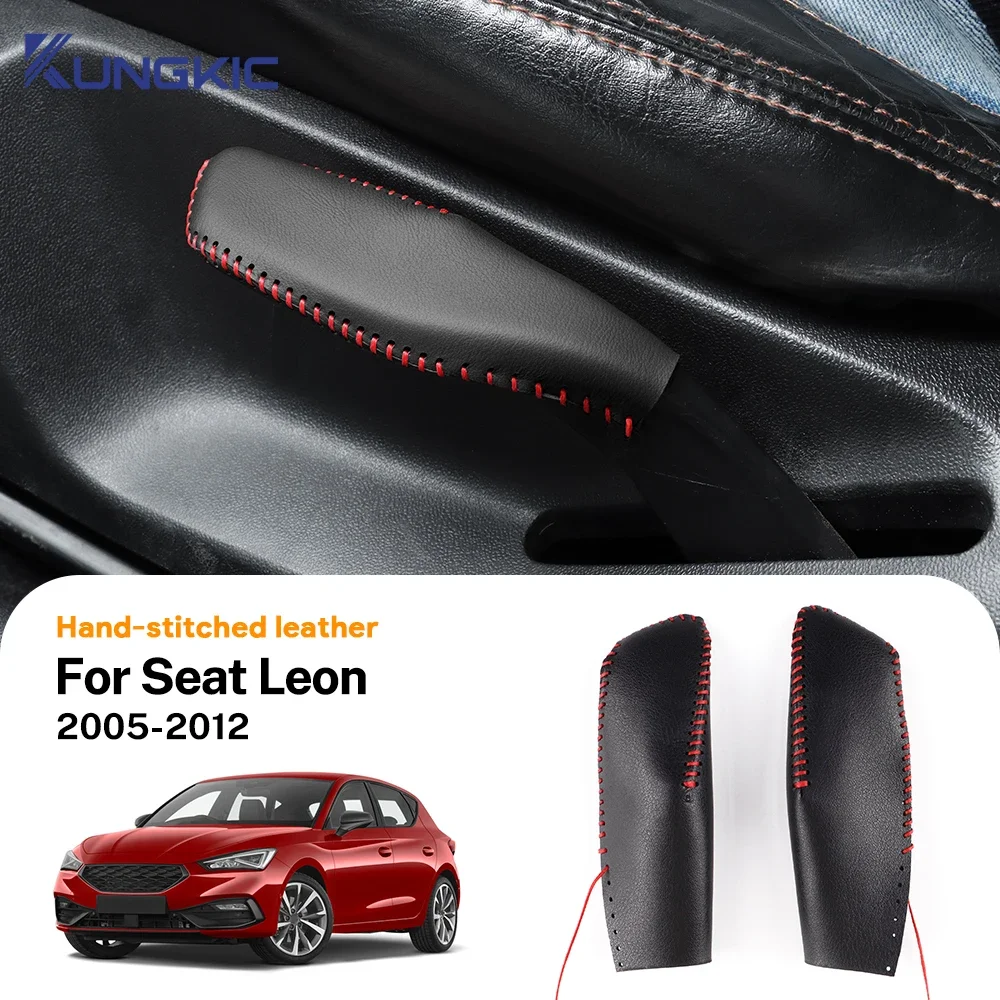 For Seat Leon 2005 2006 2007 2008 2009 2010 2011 2012 Genuine Leather Hand-stitched LHD RHD Car Interior Seat Adjustment Cover