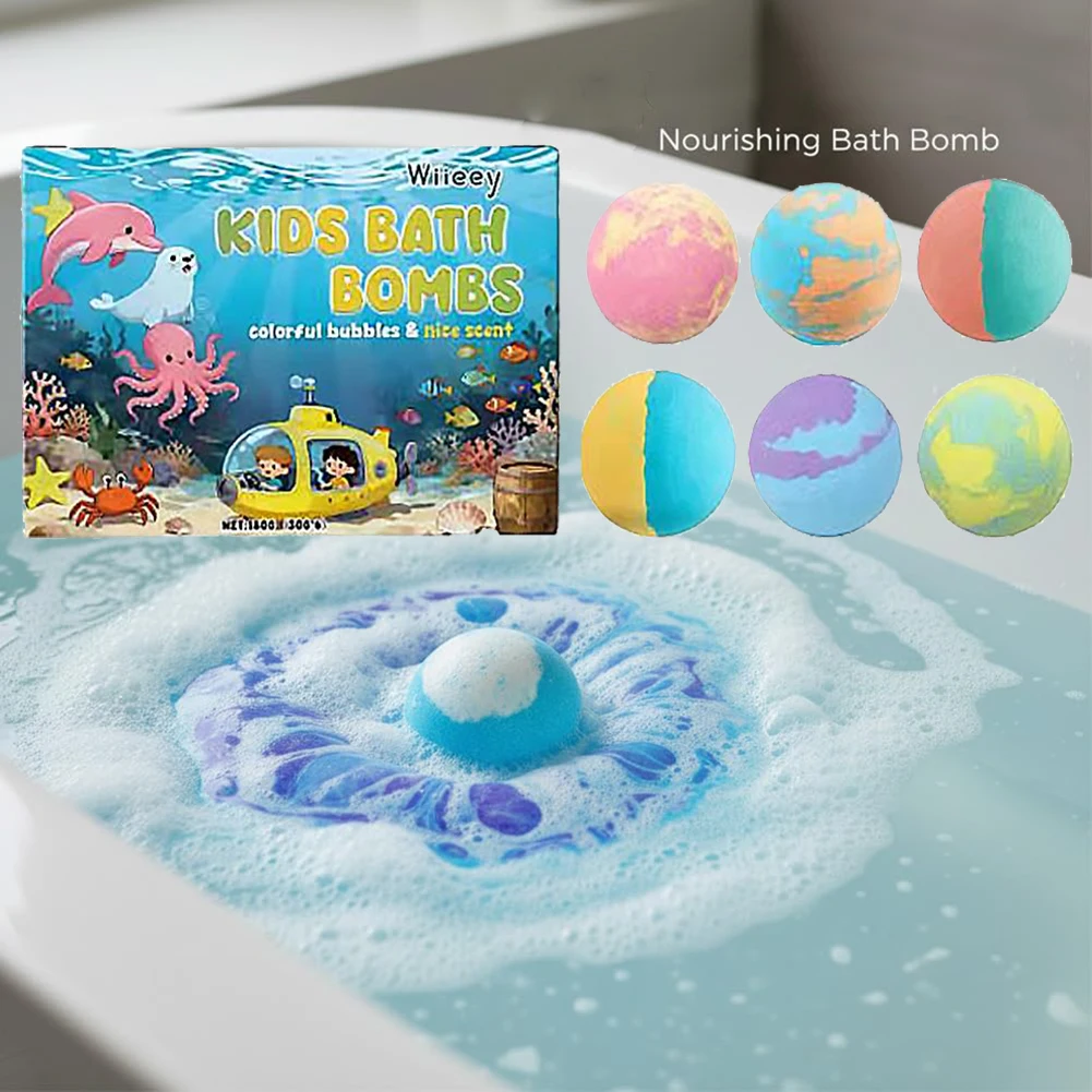 Kids Colorful Bath Bombs, Bath Color Fizzy Spa Balls Gift Set for Kids Bathtub Fun Relaxing Holiday Gift Toys for Kids Toddlers
