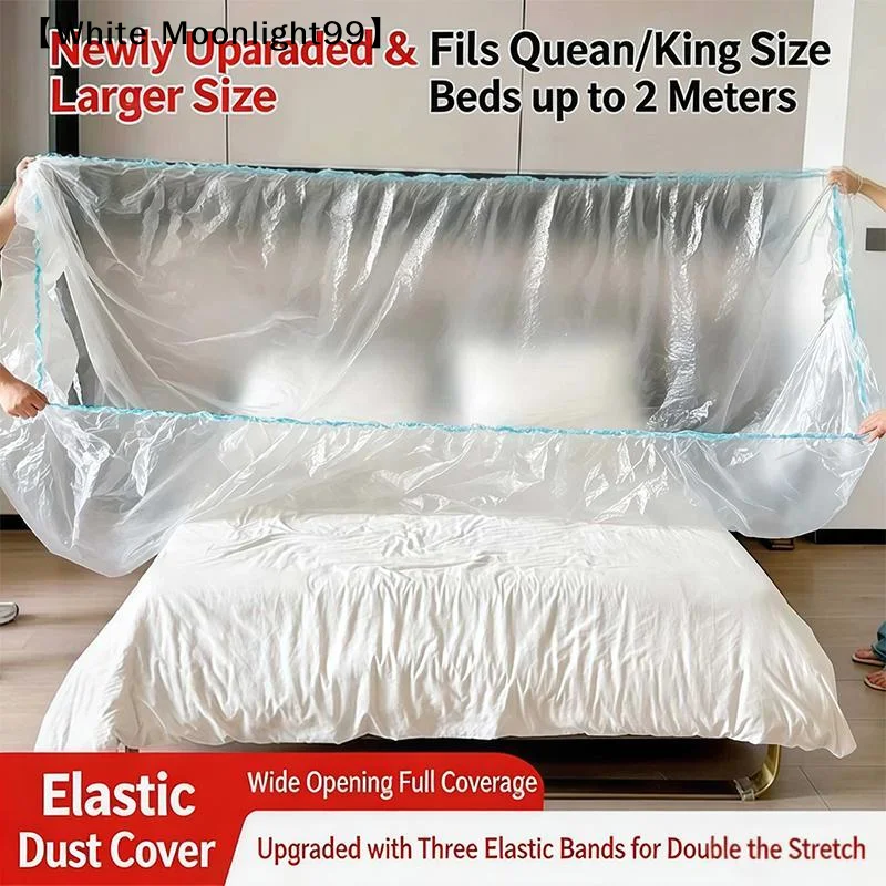 5 PCS Plastic Bed Dust Cover Elastic Edges Extra Large Size For Home Renovation Moving Furniture Protection〔White〕