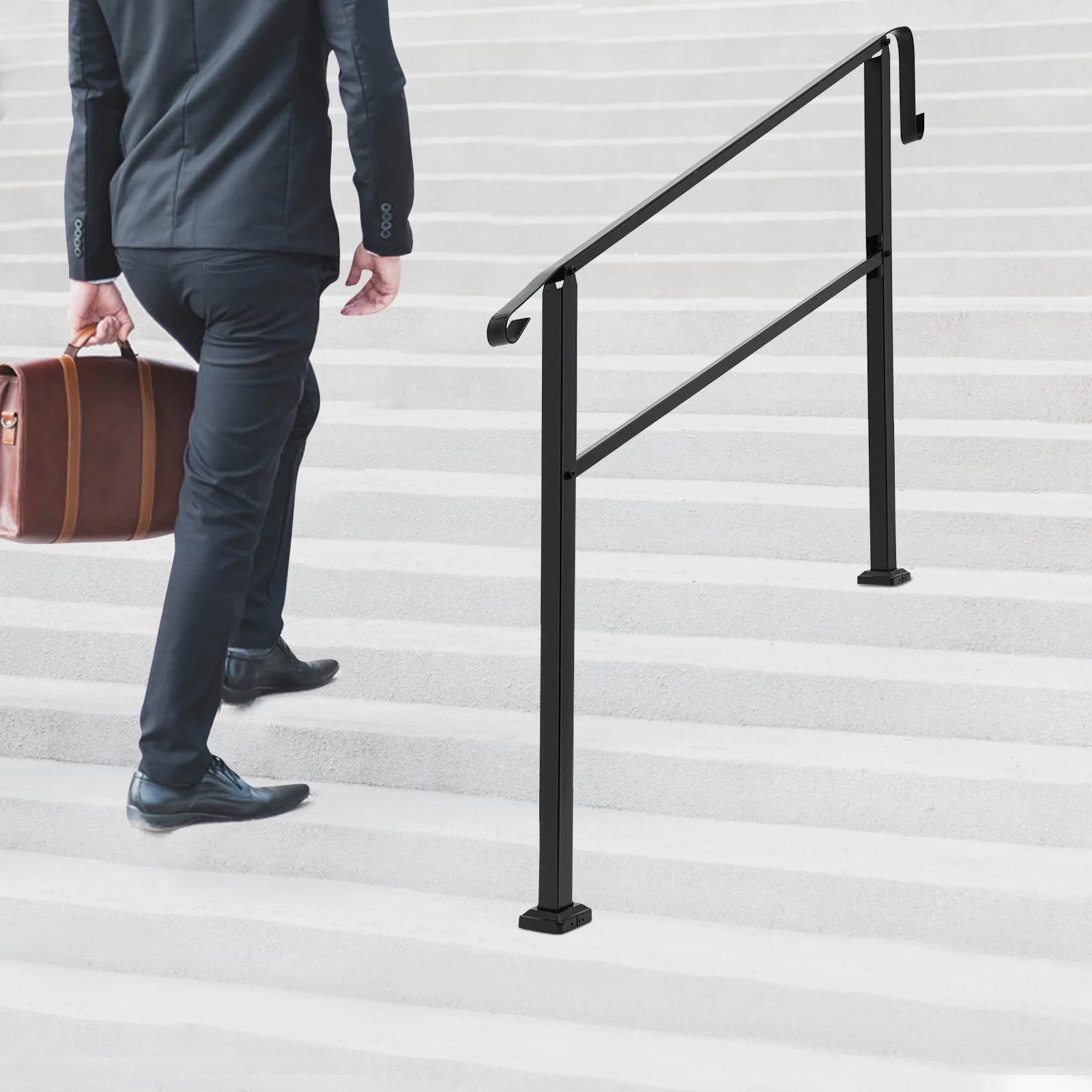 درابزين من الخشب الأسود بطول 5 أقدام - درابزين أمان قوي للسلالم والشرفات الخارجية، سهل التركيب