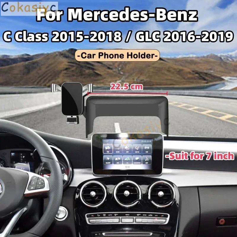 Car Phone Holder For Mercedes-Benz C Class 2015 2016-2018 GLC 2016-2019 C253 X253 7-inch Screen Phone Holder Car Accessories