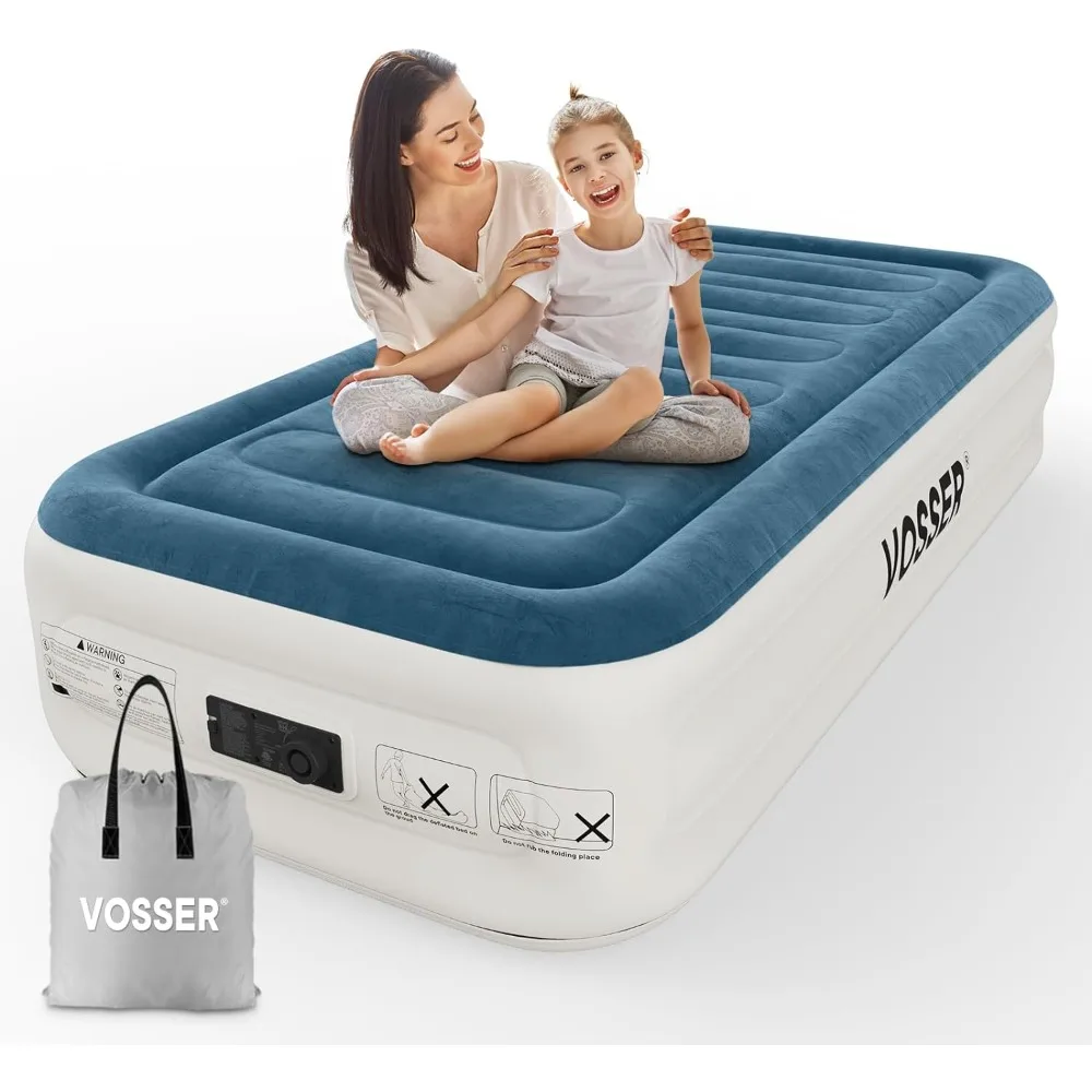 Queen Air Mattress with Built-in Pump, Easy Inflation/Deflation Inflatable Mattress, Foldable Blow Up Mattress with Storage Bag