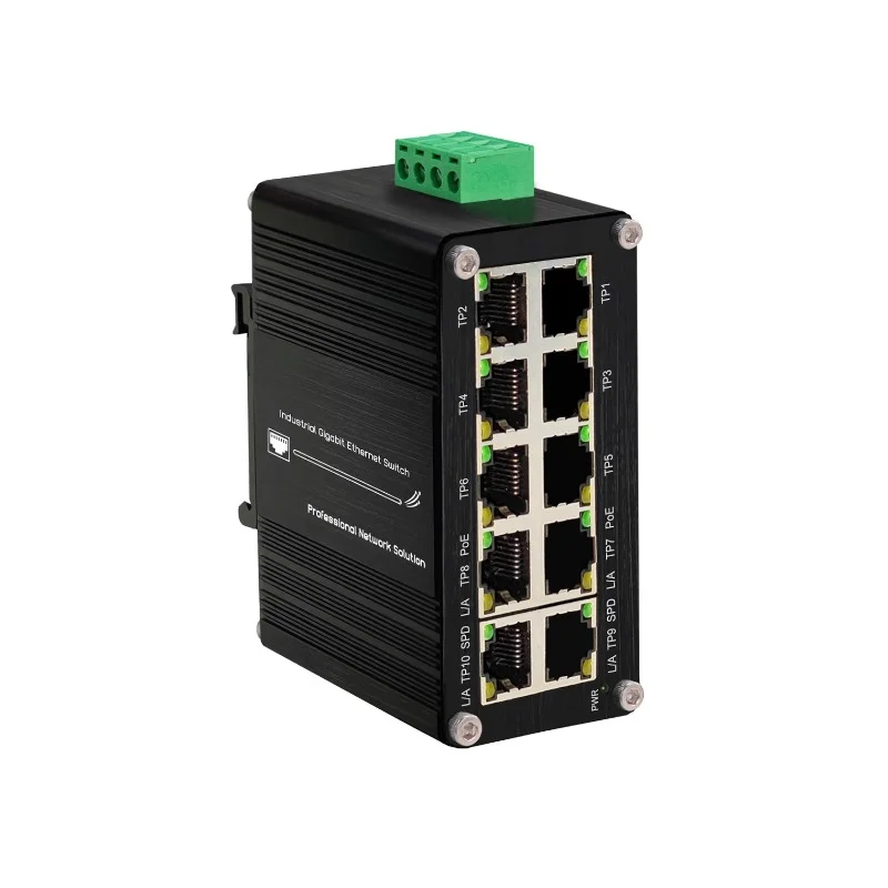 

Industrial Gigabit Ethernet 10-port PoE Optional Guide Rail Type Small Aluminum Shell Non-management Switch