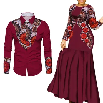 Roupas africanas para casal, roupas africanas para amantes, vestido maxi de festa longo para homens e mulheres wyq