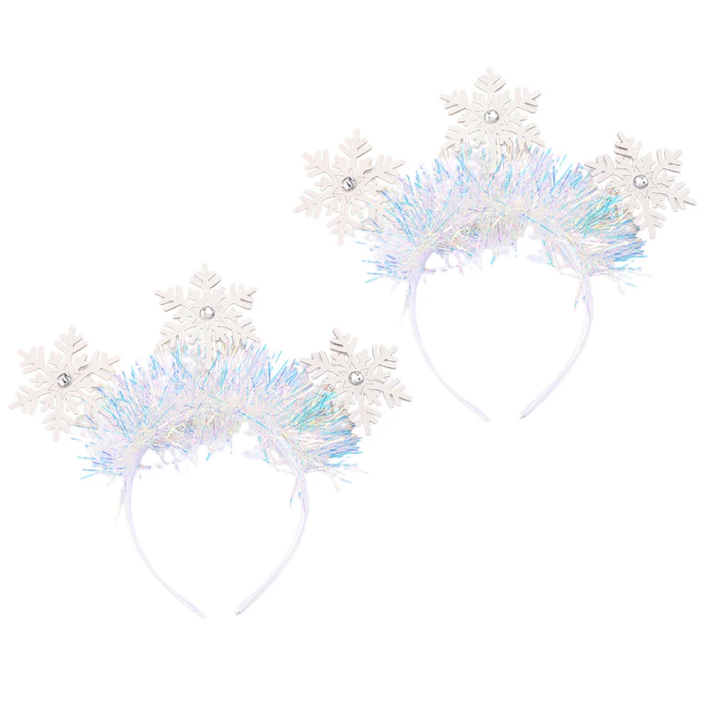 2 Pcs Snowflake Headband Costume Christmas Elements Hairbands Adorable Xmas Inflatable Plastic Party Decor Child Hoops