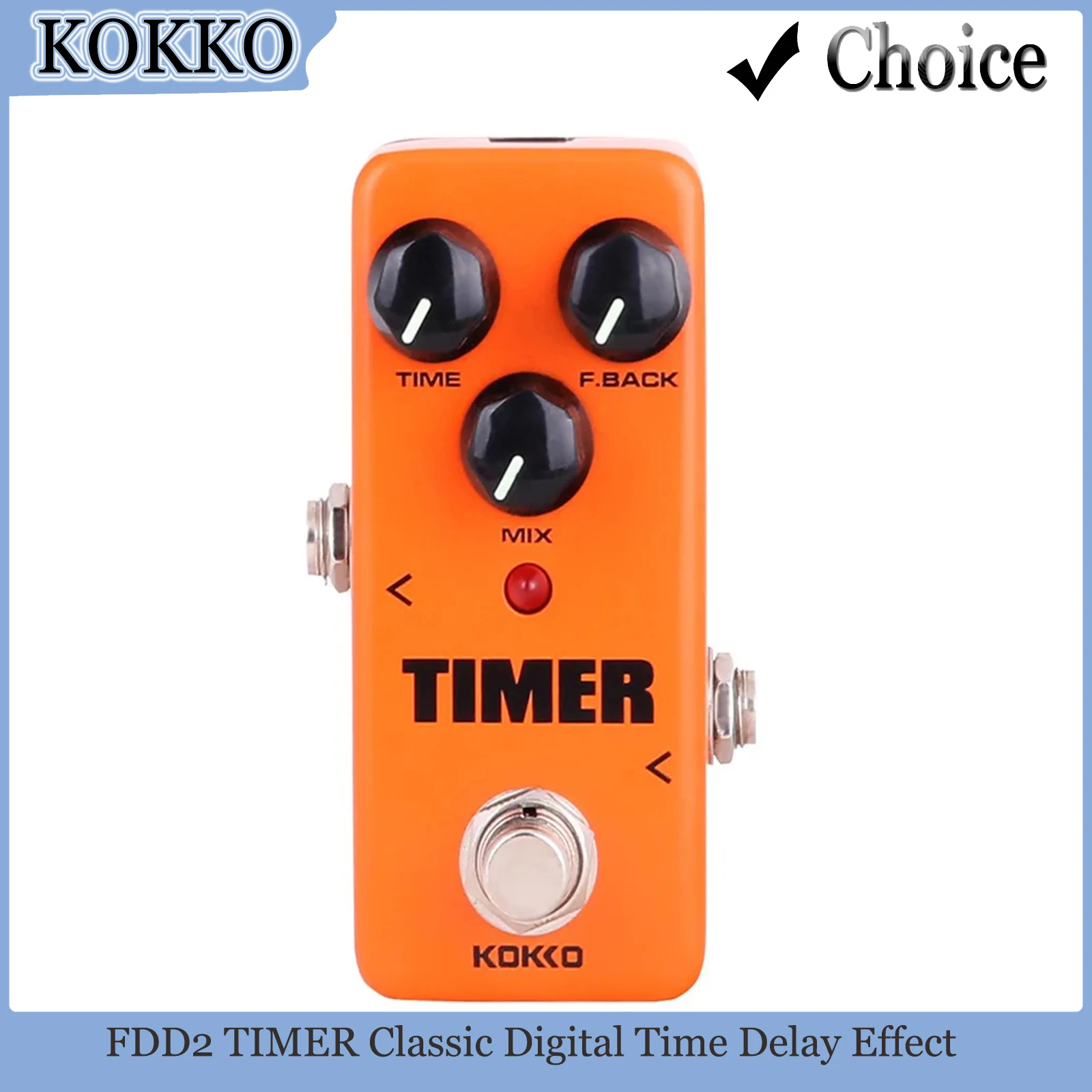 

KOKKO FDD2 Таймер Педаль эффектов для электрогитары Таймер Классический цифровой эффект задержки True Bypass Педаль Электрическая гитара Педаль
