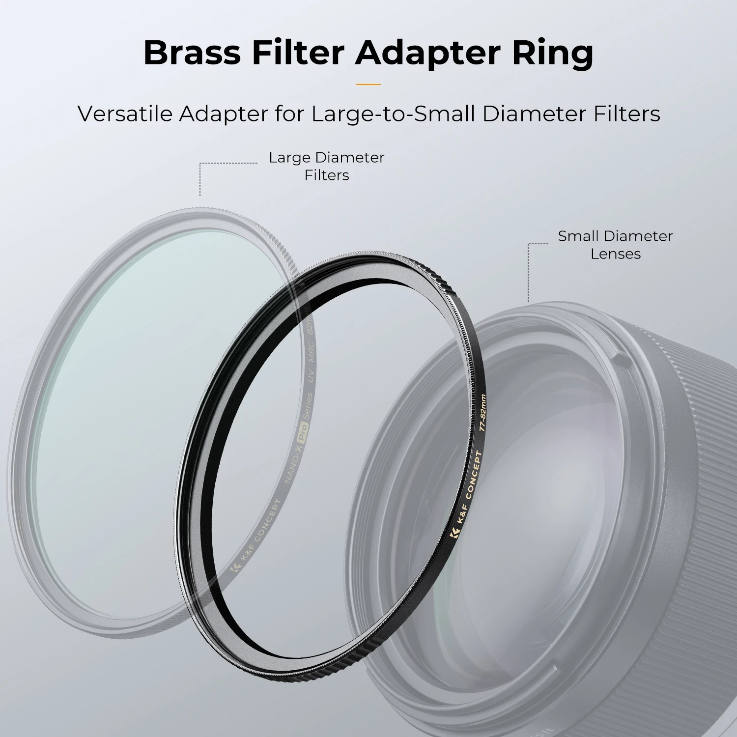 K&F Concept Brass Filter Adapters Ring Step-Up Ring for Canon Nikon Sony All Camera Lens 49-67mm 62-67mm 67-77mm 67-82mm 77-82mm