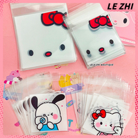 Kawaii 100PCS Hello Kitty Mymelody Cute OPP Clear Packaging Bags Candy Bag Self-adhesion Cartoon Printing DIY Gift Pastry Bag