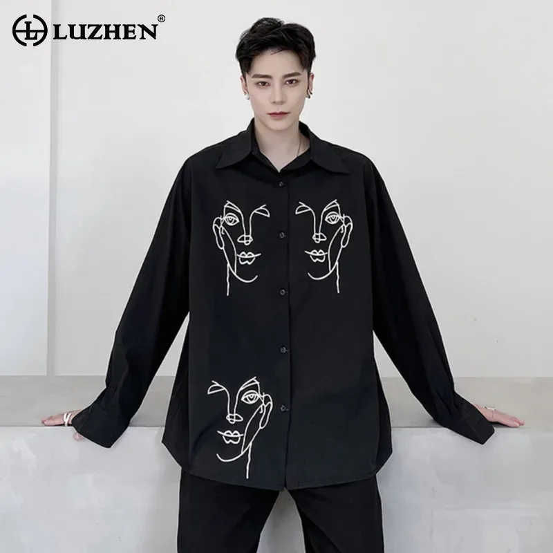 

LUZHEN Printed Pattern Loose Casual Shirts Men 2025 Autumn Personalized Original Trendy Temperament Long Sleeve Male Tops JY5827