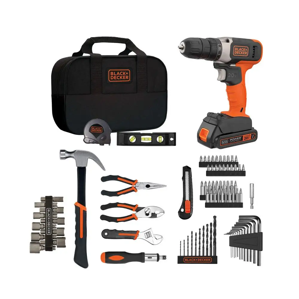 20V MAX Drill/Driver Home Tool Kit 83-Piece Set Complete DIY Projects with Long Battery Runtime LED Light Adjustable Clutch