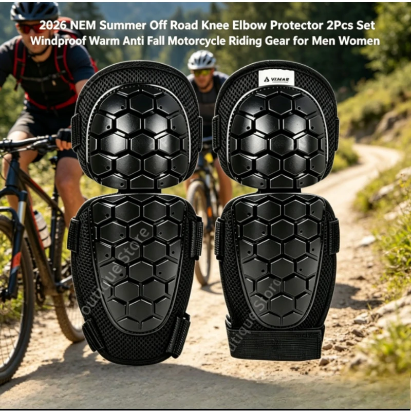 

2026 NEW Men Women 2Pcs Summer Breathable Off Road Knee Elbow Protector Set Anti Fall Motorcycle Riding Gear