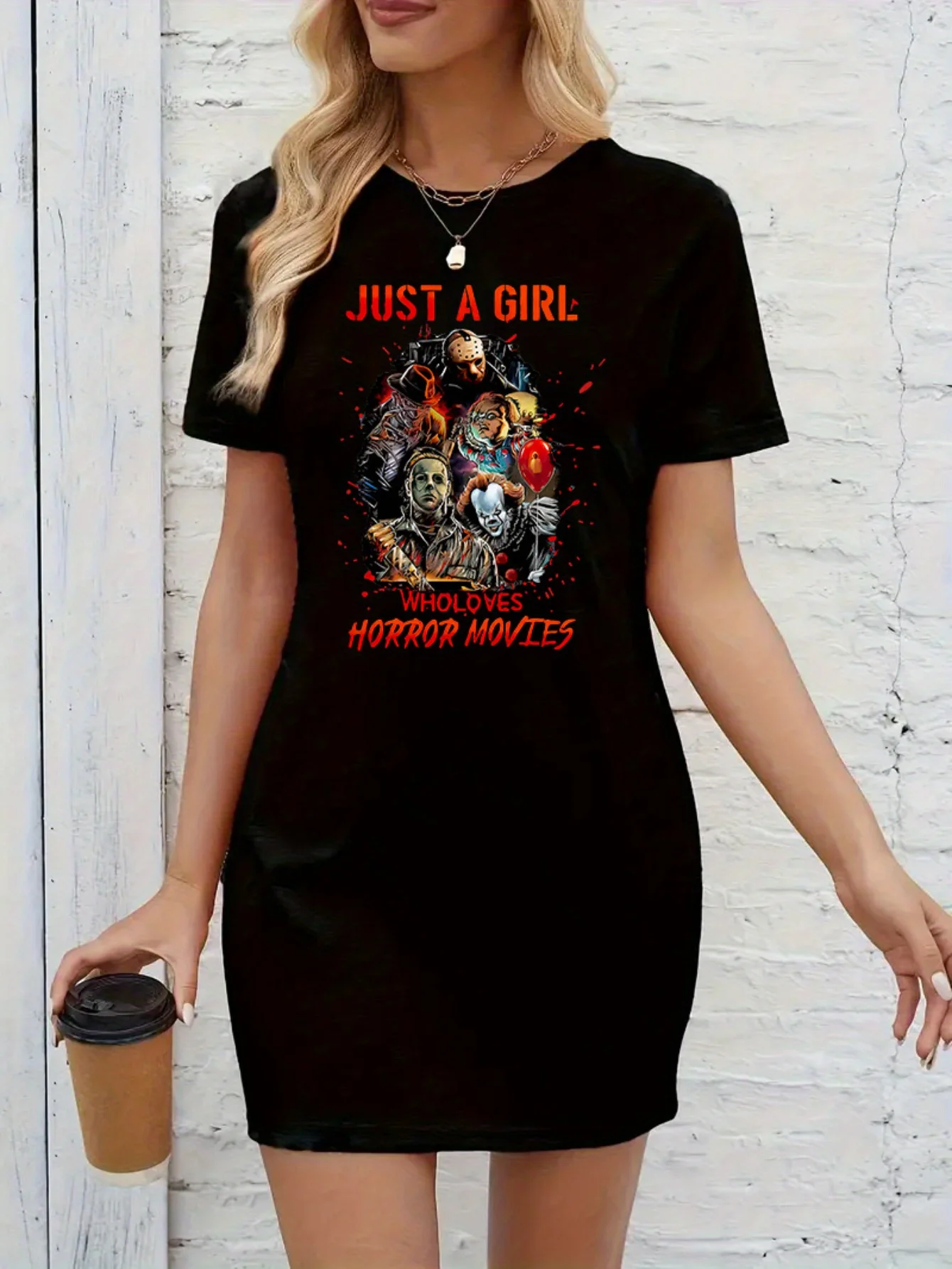 

Женское повседневное облегающее платье больших размеров с принтом фильмов ужасов, коротким рукавом и круглым вырезом, весна/лето, модный веер из фильма ужасов