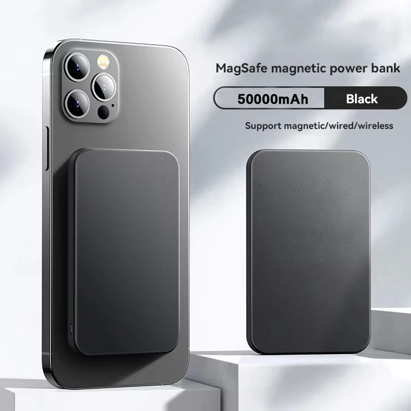 NONE 50000mAh Kabelloses Magnetisches Powerbank-Ladegerät Schnelles Aufladen Externer Ersatzakku für Apple iPhone Android Magsafe 7
