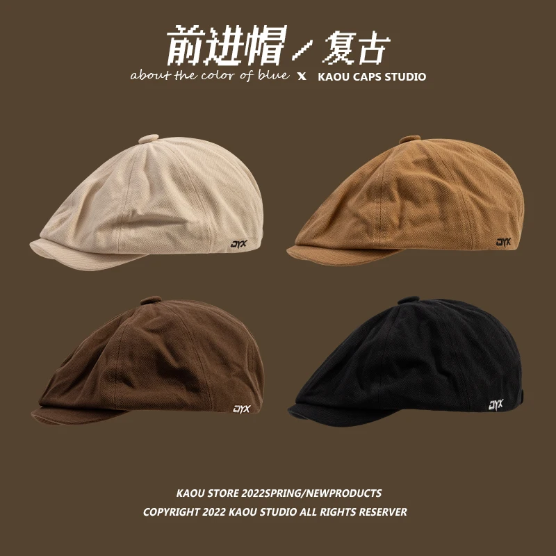 Retro Advance Hats Front and Back Can Wear Peaked Cap Men Khaki Newsboy Cap Hipster Beret Female Painter Cap