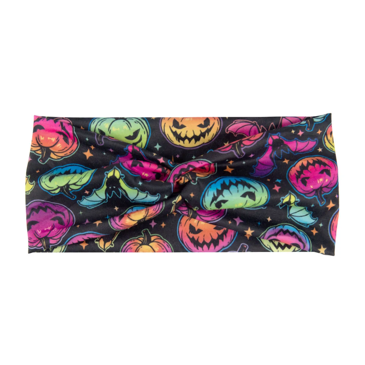 Böhmisch bedruckte Schädel Kürbis Grimasse Halloween breites Stirnband geknotet elastisches Stirnband Yoga Laufhaar Zubehör für Frauen – Detail 11
