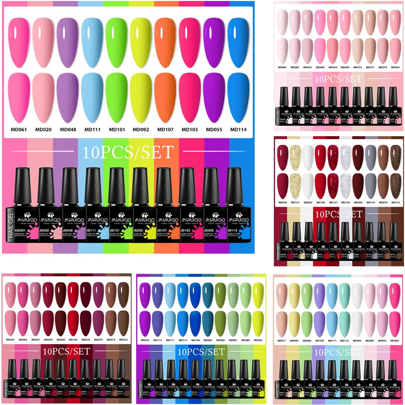 10 ชิ้นเจลยาทาเล็บชุด 8 มิลลิลิตร HEMA ฟรีกึ่งถาวรแช่ UV เจลเคลือบเล็บตกแต่งเล็บคริสต์มาสเล็บอุปกรณ์เล็บ