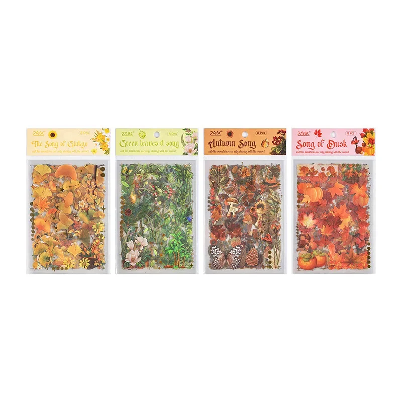 1pack Transparent Flowers Plants PET Decorative Stickers Diary Scrapbooking Material Deco Album Stationery Stickers