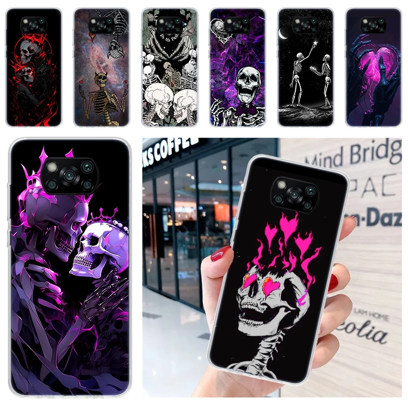 Anatomy Skeleton Heart Lovey Kiss Soft Phone Case for Xiaomi Poco X6 X5 X4 Gt X3 Nfc F6 F5 Pro M5s M5 M4 M3 F4 F3 F2 F1 Capa Coq