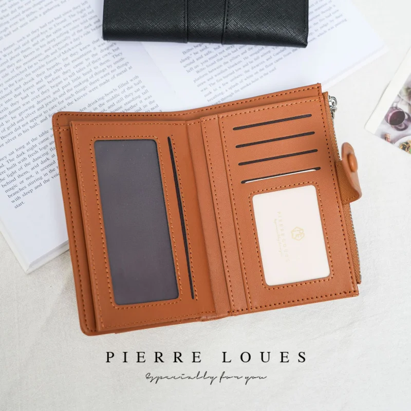 محفظة نسائية أوروبية أمريكية كلاسيكية بتصميم Ins بسيط ومتعدد الوظائف ومحفظة للعملات المعدنية بسعة كبيرة ومحفظة بفتحة متعددة للبطاقات #3