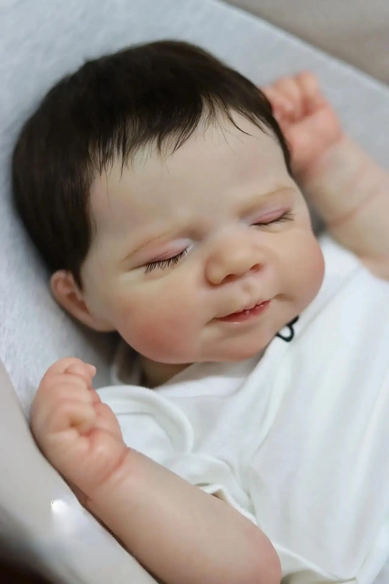 Muñeca Reborn bebé con acabado realista de 48cm, muñeca de vinilo de silicona de 19 pulgadas, juguete hecho a mano, regalo de Navidad perfecto para niñas