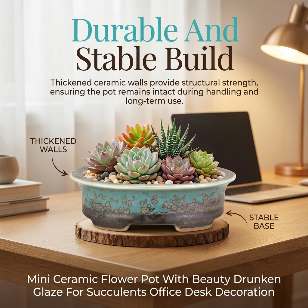 

Миниатюрный керамический цветочный горшок Meiren Zui с глазурью для суккулентов, декор для офисного стола, маленький керамический контейнер для растений-бонсай