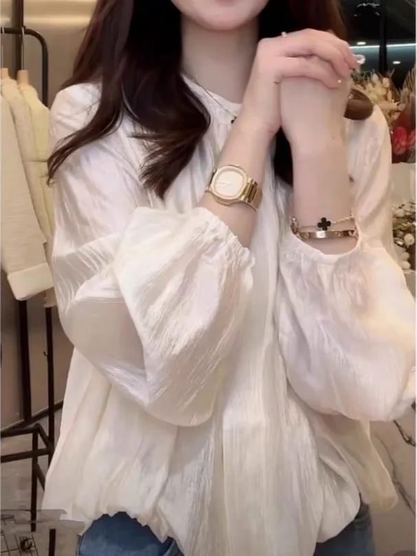 

plus Size round Neck Long Sleeve Button up Color Women's Shirt Trendy Outerwear Spring 2026 Fashionable Casual Shirt