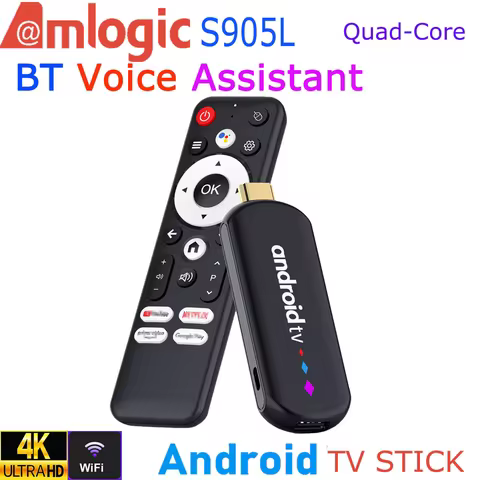 Android TV Stick Amlogic S905L Quad Core 4K Video WiFi BT Voice Assistant Remote Control Media Player Smart TV Box H96 Max