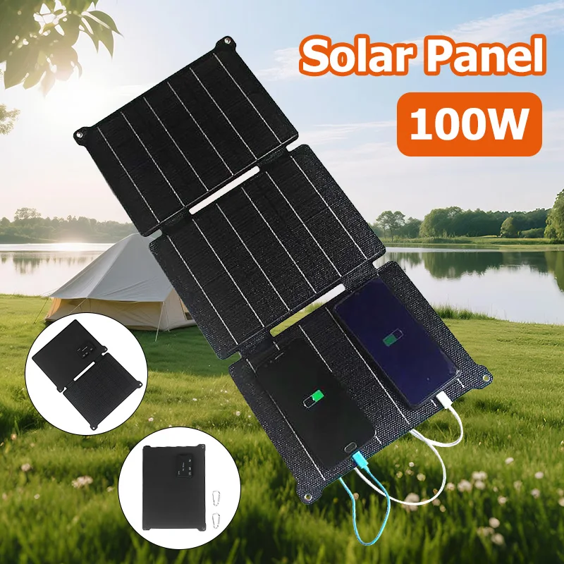 

Складная солнечная панель ETFE, 100 Вт, интерфейс USB/Type-C/DC, выход солнечное складное зарядное устройство, внешний аккумулятор для телефона, путешествия, кемпинга
