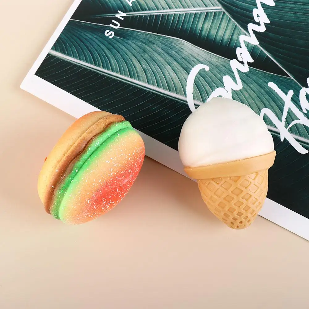 لينة الآيس كريم همبرغر ضغط الحسية سيليكون محاكاة الغذاء تململ تململ TPR قرصة الضغط النكات العملية #6