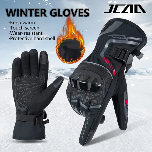 Imagen 2 del producto Guantes de invierno para motocicleta para hombres y mujeres, resistentes al agua, cálidos y fríos, guantes para montar en clima, pantalla táctil para ATV, UTV, carreras de carretera, moto de nieve