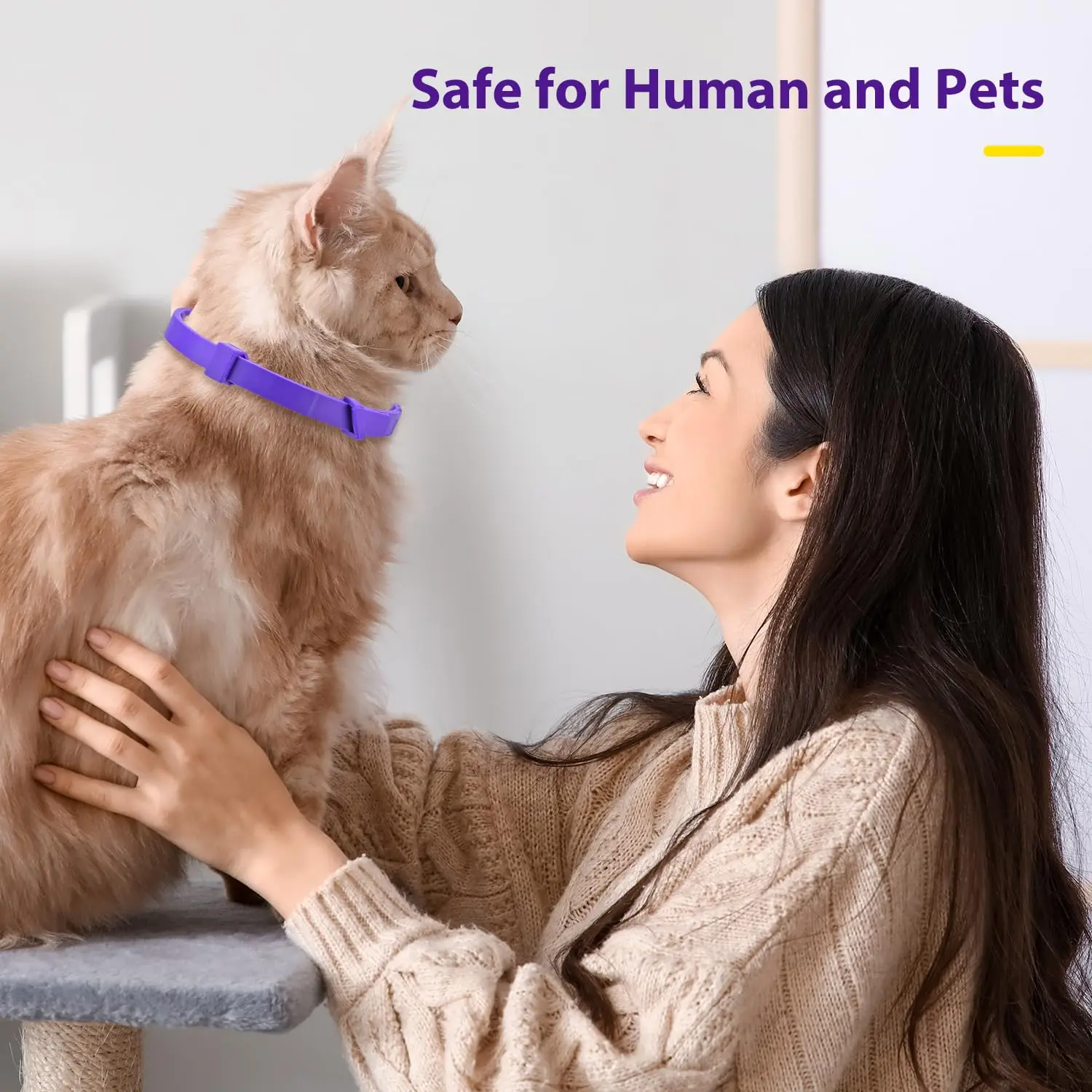 4 قطع من طوق تهدئة القطط - رائحة اللافندر، تخفيف فيرومون لمدة 60 يومًا للإجهاد/الخدش، قابل للتعديل للقطط (الزيارات النباتية/الطبيبية) #4