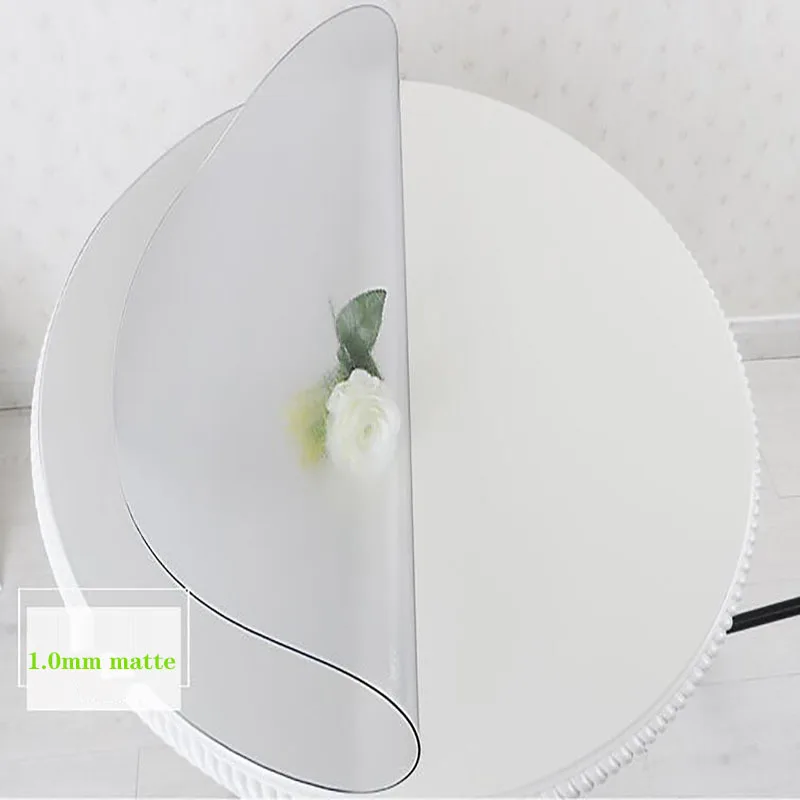 Round PVC Table Carpet Transparent Waterproof Tablecloth Kitchen Table Cover Glass Soft Cloth Oil-Proof Protection Pad Table Mat