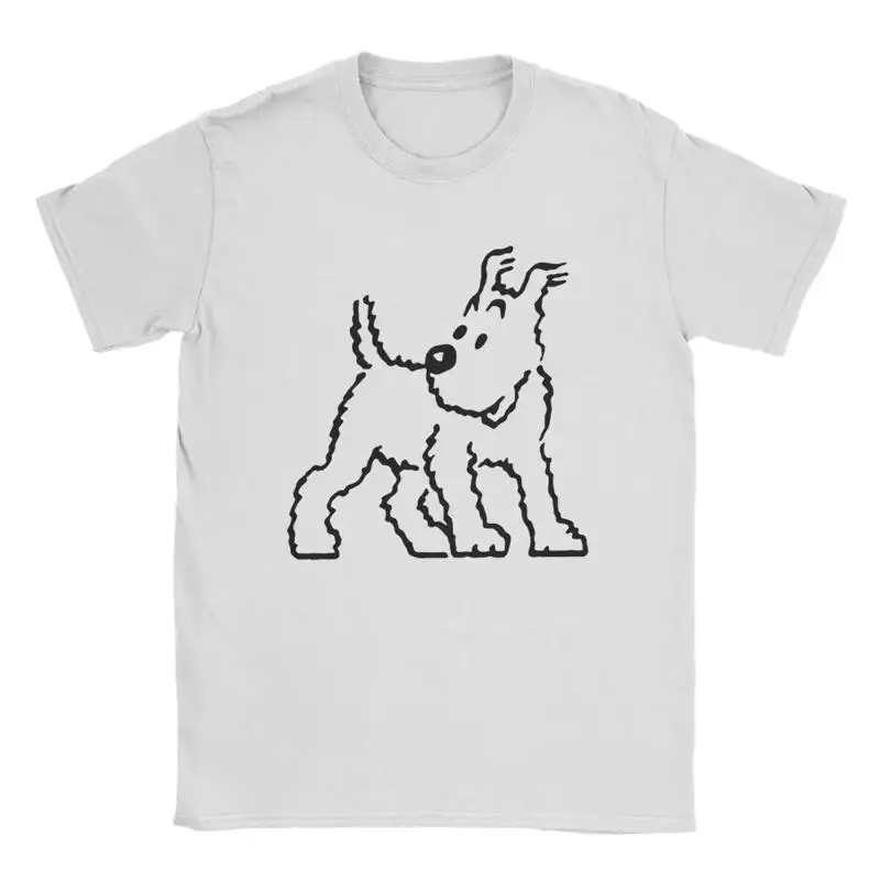 ثلجي الكلب الكابتن هادوك تي شيرت الرجال الكرتون خمر القطن الخالص #1