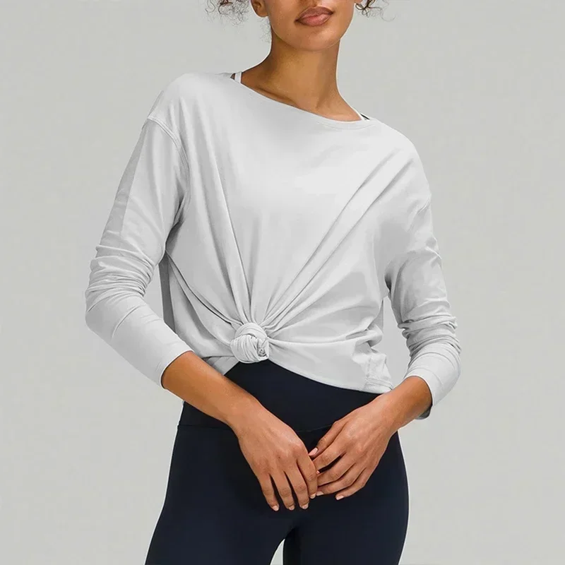 Lemon Women Loose Long Sleeve Shirt Athletic Wear Sports Top Back in Action Yoga Clothes Shirts Clothing Sportswear Lycra Fabric