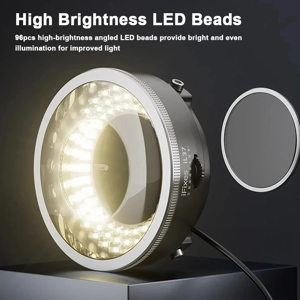 IFixes IL37 ไฟวงแหวนโพลาไรซ์ - 360 °   เครื่องวิเคราะห์ LED แบบหมุนได้สําหรับการตรวจสอบกล้องจุลทรรศน์/เซมิคอนดักเตอร์ (ปรับความเข้มได้)
