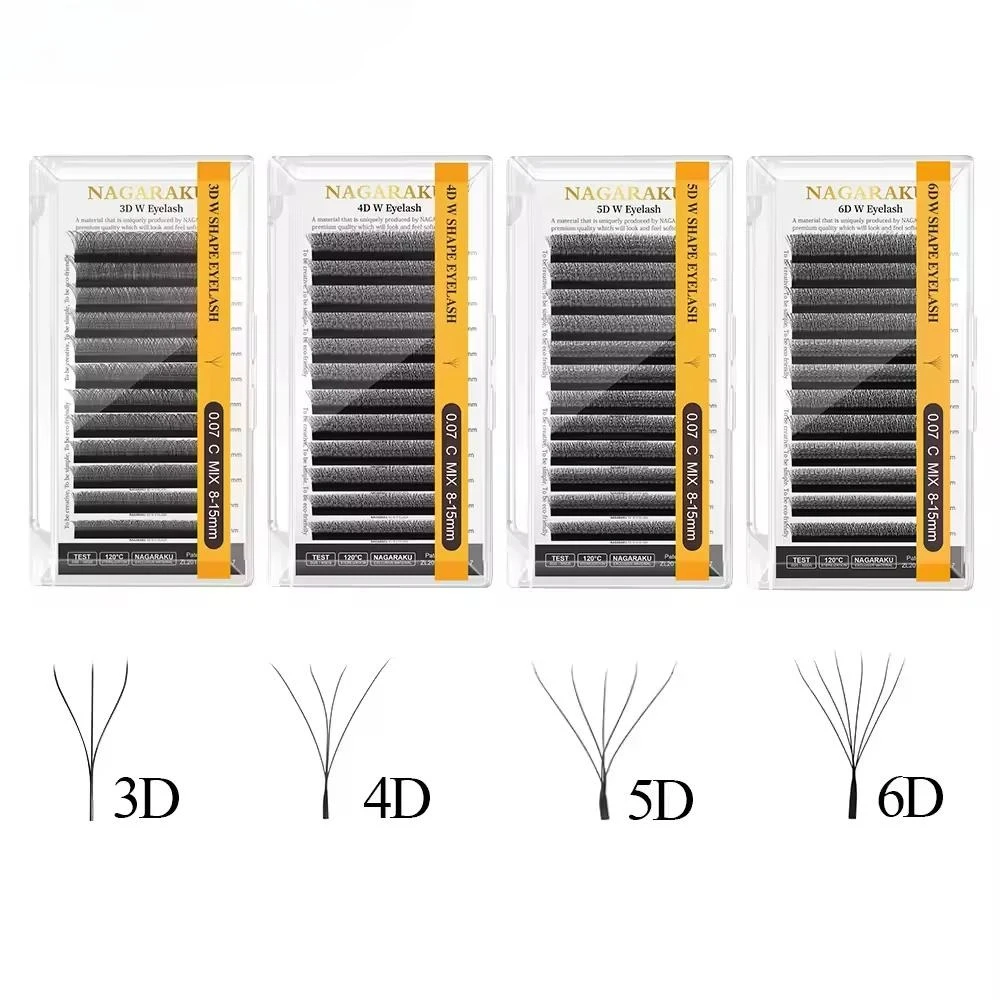 

3D W-образные готовые вентиляторы, автоматические цветущие наращивание ресниц, натуральный, мягкий, легкий, плотный