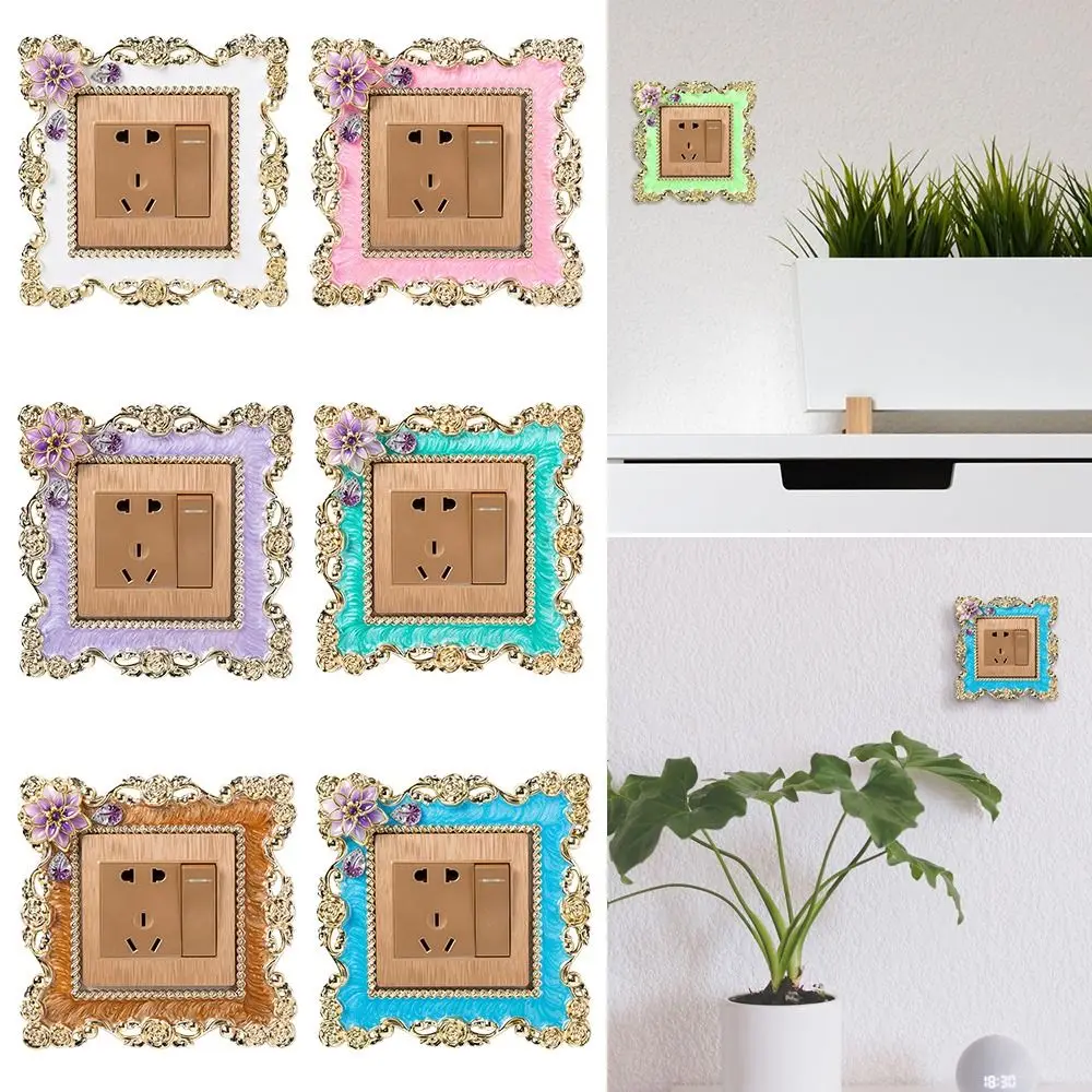 New Hot Sale Plastic Single Light Switch Cover Wall Sticker Socket Surround Frame Living Room Gold Edge Plug Decor Home Decor